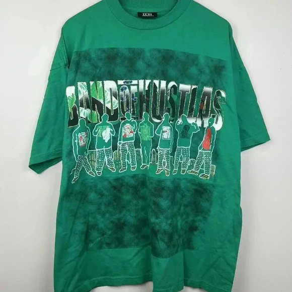 Vintage Band of Hustlas Rap Graphic Tee – Green Made in USA ID Brand - Picture 1 of 7